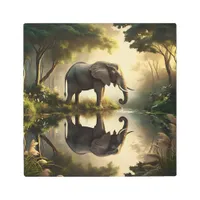 An Elephant's Reflection Metal Print