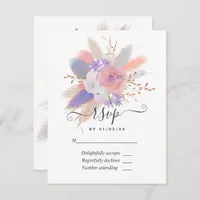 Dusty Pink Cotton Pampas Grass Wedding RSVP Card