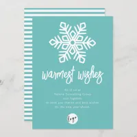 Add Business Logo Warmest Wishes Snowflake  Holiday Card