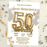 Elegant Gold and Diamond 50th Birthday Celebration Invitation