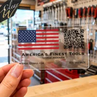 Patriotic American Flag Clear Tool Store Business Cards