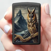 Long-Eared Owl Perch of the Hunter Zippo Lighter