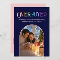 Overjoyed Christmas Baby Birth Announcement Photo