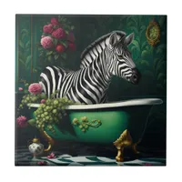 Zebra in a Bathtub Ceramic Tile