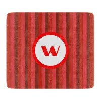 Rustic Red Monogram & Stripes Cutting Board