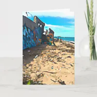 Post Apocalyptic Abandoned Beach Card