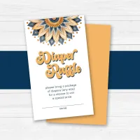 Gold Navy Blue Retro Typography Boho Diaper Raffle Enclosure Card