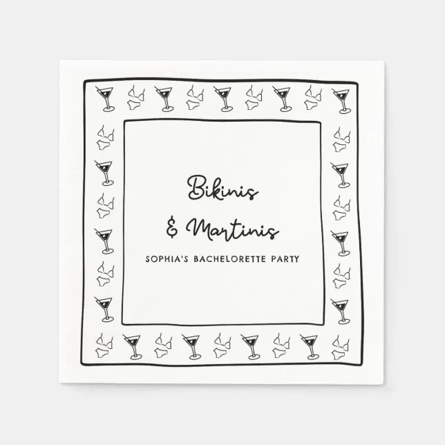 Bikinis & Martinis Personalize Bachelorette Party  Napkins