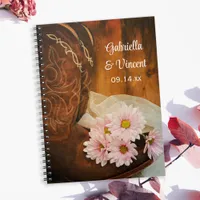 Pink Daisies Cowboy Boots Country Western Wedding Notebook