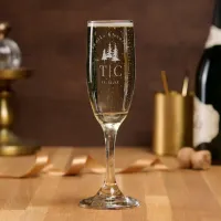 Rustic Winter Wedding Initials Fir Trees ID1049 Champagne Flute