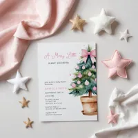 Budget Pink Bow Christmas Merry Little Baby Shower