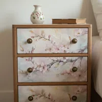 Ethereal Watercolor Pink Cherry Blossom Branch Tissue Paper