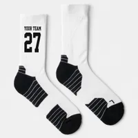 Sports Team White Black Varsity Basketball Socks