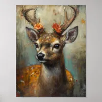 Deer with Flowers on Antlers Poster
