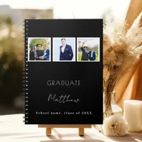 Guest book graduation black white photo name