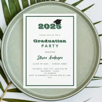 Green white Graduation Party 2025 Invitation