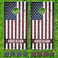 Personalized Patriotic Family Name American Flag Cornhole Set