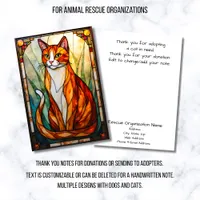 Stained Glass Style Cat Rescue Organization Flat Thank You Card
