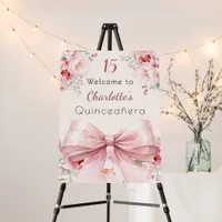 Pink bow cream florals Quinceanera welcome Foam Board