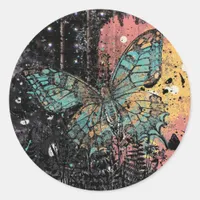 Butterfly Grunge Classic Round Sticker