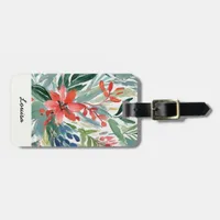 Pretty Red Poinsettia Elegant Watercolor Flowers Luggage Tag