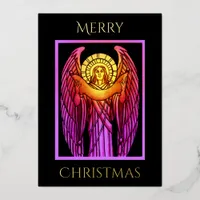 Stained Glass Angel Foil Holiday Card