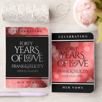 Elegant 40th Ruby Wedding Anniversary Celebration Foil Vow Books
