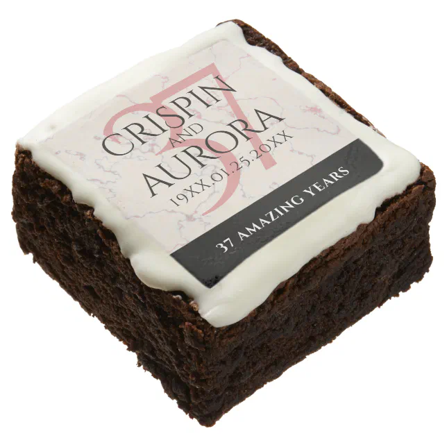 Elegant 37th Alabaster Wedding Anniversary Brownie