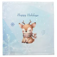 Cute Cartoon Deer in Snow Cloth Napkin