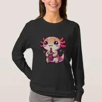 Cute Kawaii Axolotl with Bubble Tea T-Shirt