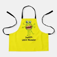 Cute Green Cartoon Monster Funny Fun Apron