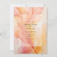 Yellow and Blush Ink Wedding Invitation