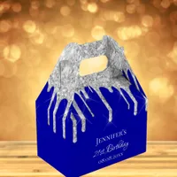 Birthday royal blue silver glitter thank you favor boxes