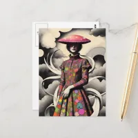 Surreal  Woman in a Mushroom Hat Postcard