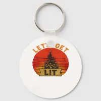 Let's Get Lit Funny Christmas Humor Quote Vintage  Keychain