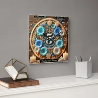 Love Blossoms: Elegant Fifth Anniversary Design Square Wall Clock