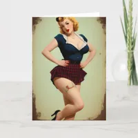 Retro Style Vintage Pinup AI Art, Birthday Card