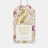 Pink Gold Christmas Merry Merry Pattern#21 ID1009 Gift Tags