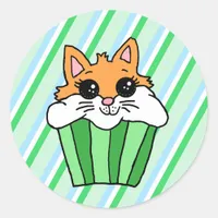 Fox Birthday Cupcake Classic Round Sticker