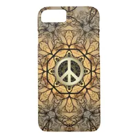 Golden Hexagon Forest Peace Sign iPhone 7 Case