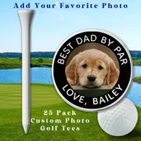 Custom Dog Photo Best Dad By Par Black White Golf Tees