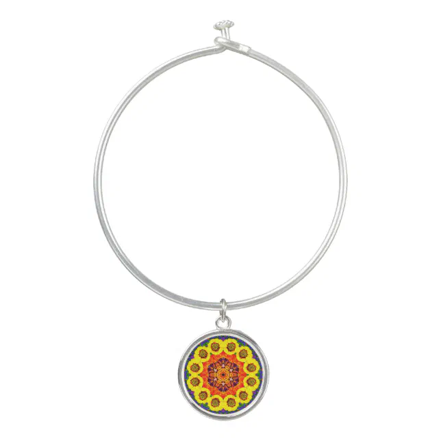 Golden flower kaleidoscope bangle bracelet