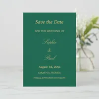 Hunter Green Golden Beige Save the Date