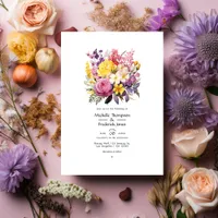 Lilac, Blush Pink and Vintage Yellow Wedding Invitation