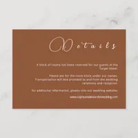 Terracotta Minimalist Wedding Details Card