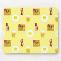 Cute Bacon, Eggs and Waffles Cartoons Mouse Pad