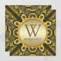 Golden Vintage Tribal Batik Dinner Party Invitation