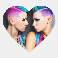 Grunge Goth Lesbian Love |  Couple AI Art Heart Sticker