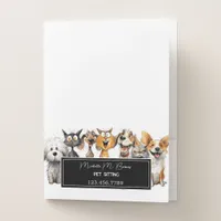 Funny Crazy Cats Dogs Animals Care Pet Sitter Pocket Folder