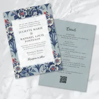 Vintage Floral Aesthetic All in One Wedding Invitation